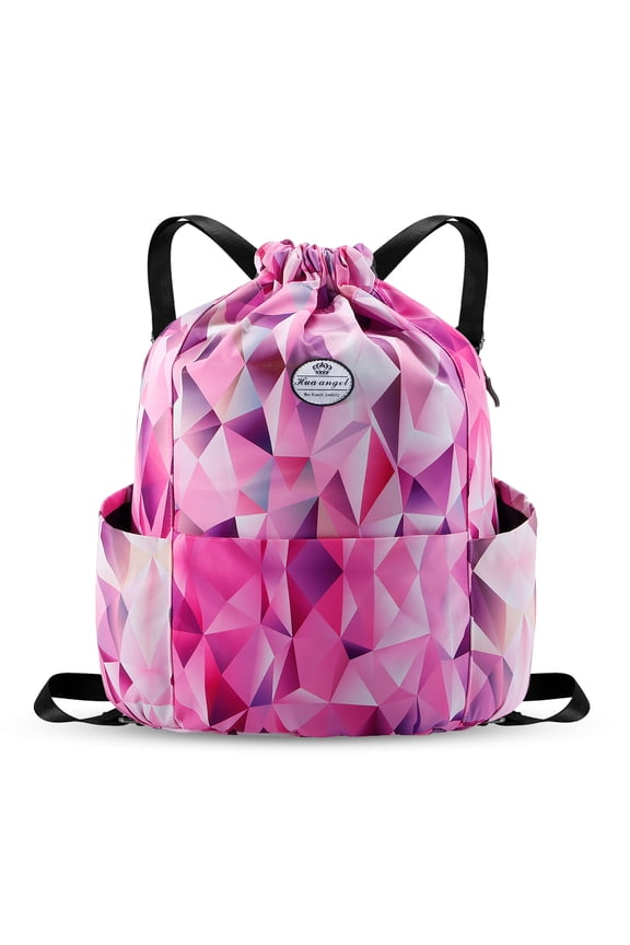 Drawstring Backpack Water Resistant String Bag Sports Gym Sack Lightweight Sackpack with Side Pocket for Men Women