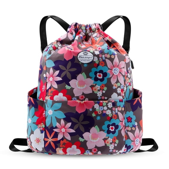 HAWEE Drawstring Backpack Water Resistant String Bag Sports Gym Sack Lightweight Sackpack with Side Pocket for Men Women