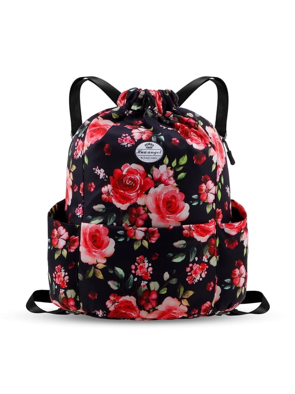 Drawstring Backpack Water Resistant String Bag Sports Gym Sack Lightweight Sackpack with Side Pocket for Men Women