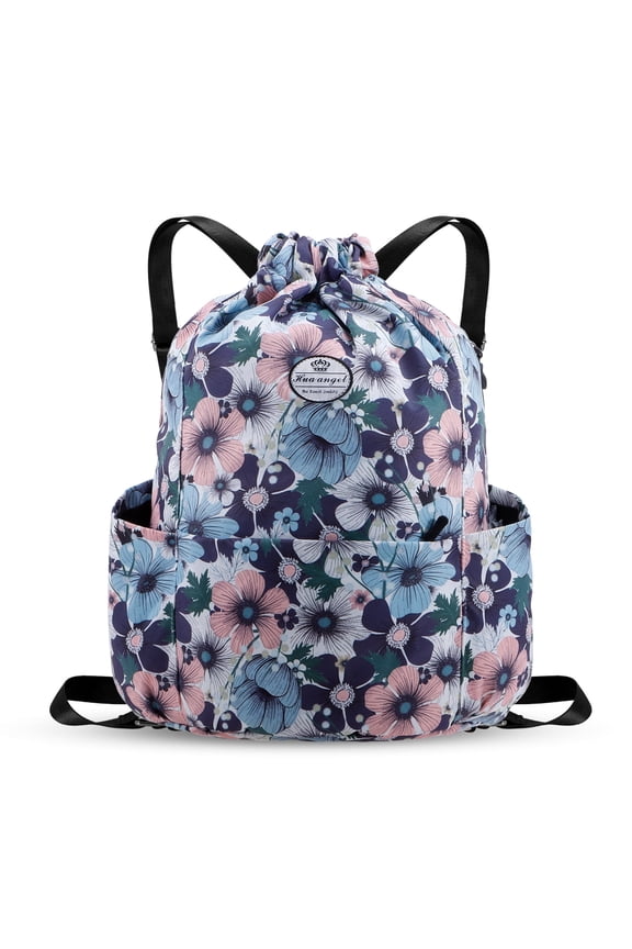 Drawstring Backpack Water Resistant String Bag Sports Gym Sack Lightweight Sackpack with Side Pocket for Men Women