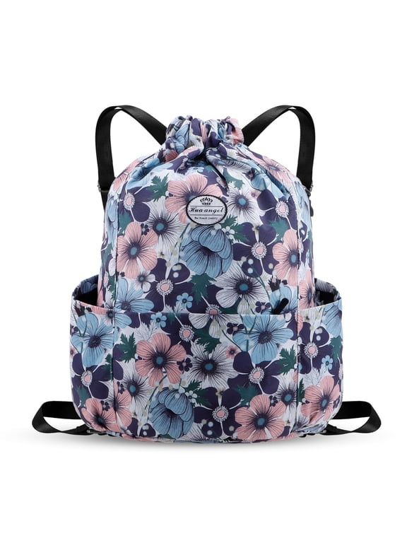 Drawstring Backpack Water Resistant String Bag Sports Gym Sack Lightweight Sackpack with Side Pocket for Men Women