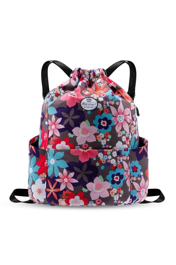Drawstring Backpack Water Resistant String Bag Sports Gym Sack Lightweight Sackpack with Side Pocket for Men Women
