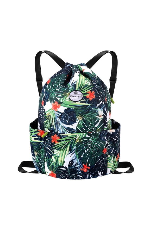 Drawstring Backpack Water Resistant String Bag Sports Gym Sack Lightweight Sackpack with Side Pocket for Men Women