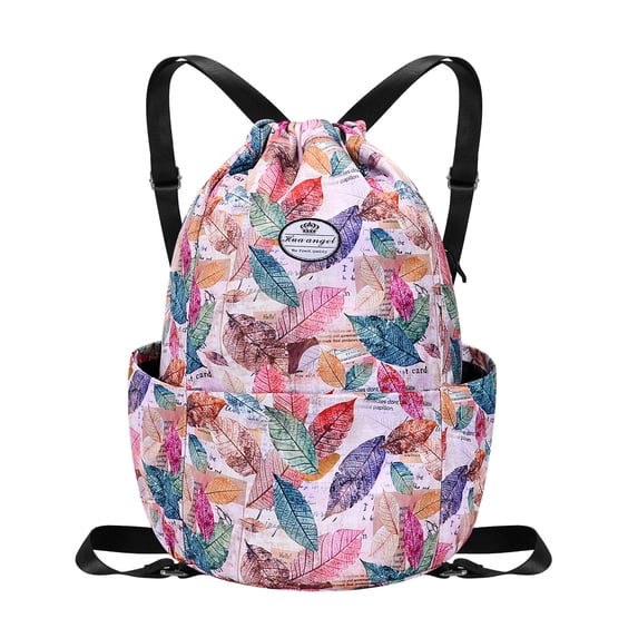 HAWEE Drawstring Bag Floral String Bag Sports Backpack Gym Sackpack with Side Pocket for Men Women