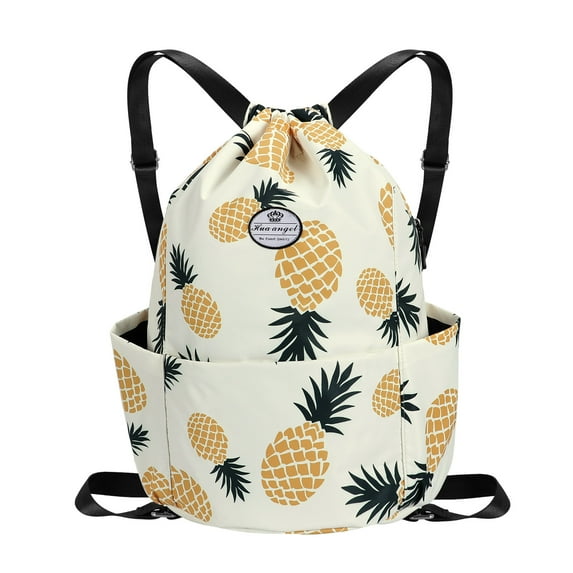 HAWEE Drawstring Bag Floral String Bag Sports Backpack Gym Sackpack with Side Pocket for Men Women