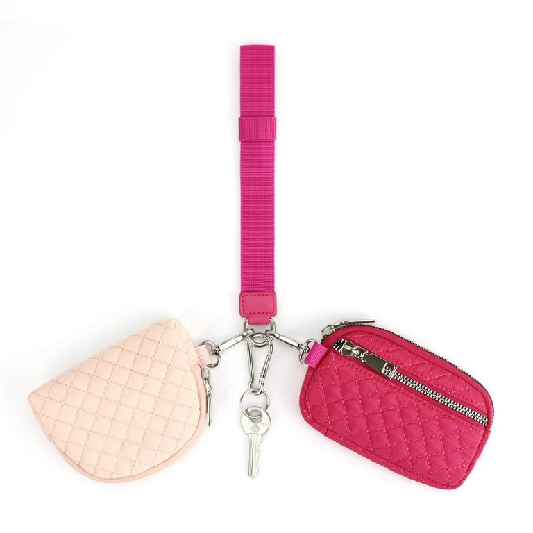 HAWEE Dual Pouch Wristlet Wallets for Women, Mini Zip Around