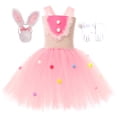 thumbnail image 1 of HAWEE Easter Rabbit Dress for Girls Pink Sleeveless Tutu Tulle Dress Rabbit Costume 5 PCS Kids Birthday Fancy Dress Up, 1 of 8