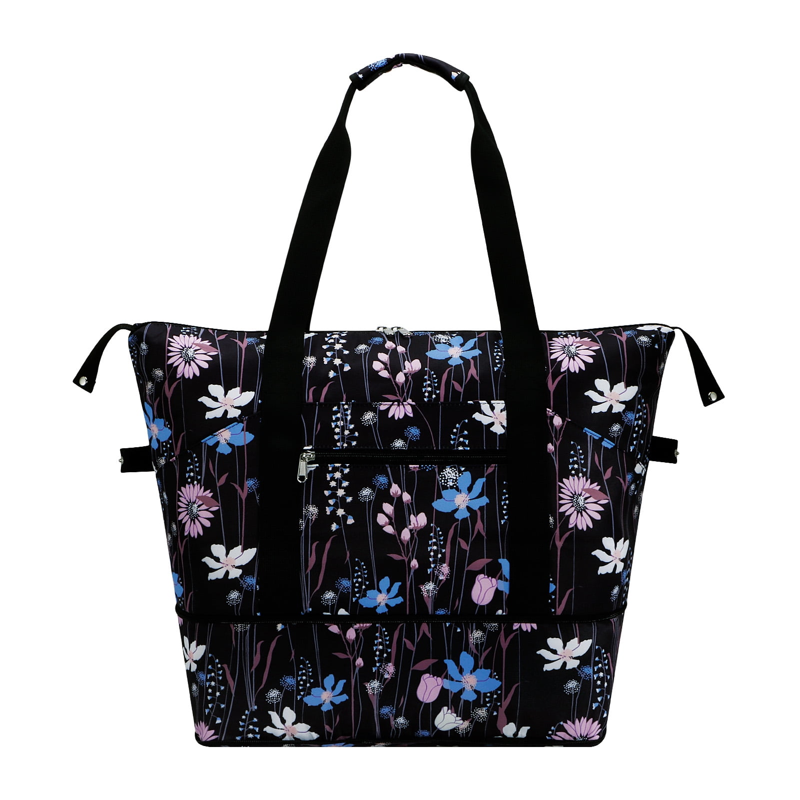 HAWEE Expandable Duffel Bag for Women with Trolley Sleeve and Wet Pocket Water Repellent Weekender Travel Tote Large Capacity Carry On Overnight Luggage for Gym/ Trip/ Camping/ Beach, Dreamy Flower