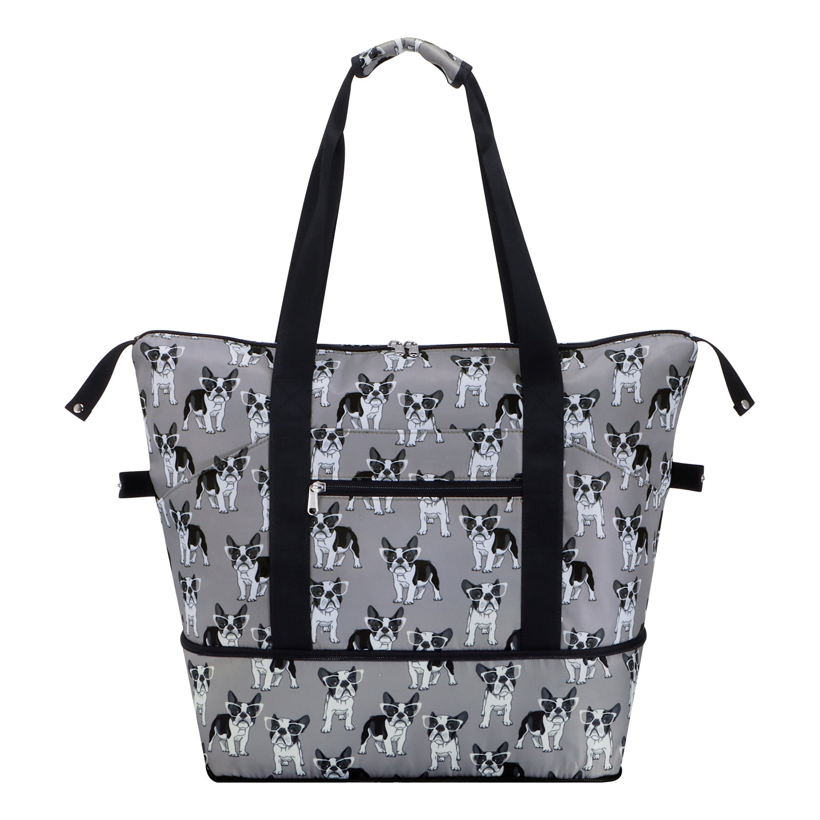 HAWEE Expandable Duffel Bag for Women with Trolley Sleeve and Wet Pocket Water Repellent Weekender Travel Tote Large Capacity Carry On Overnight Luggage for Gym/ Trip/ Camping/ Beach, Dog