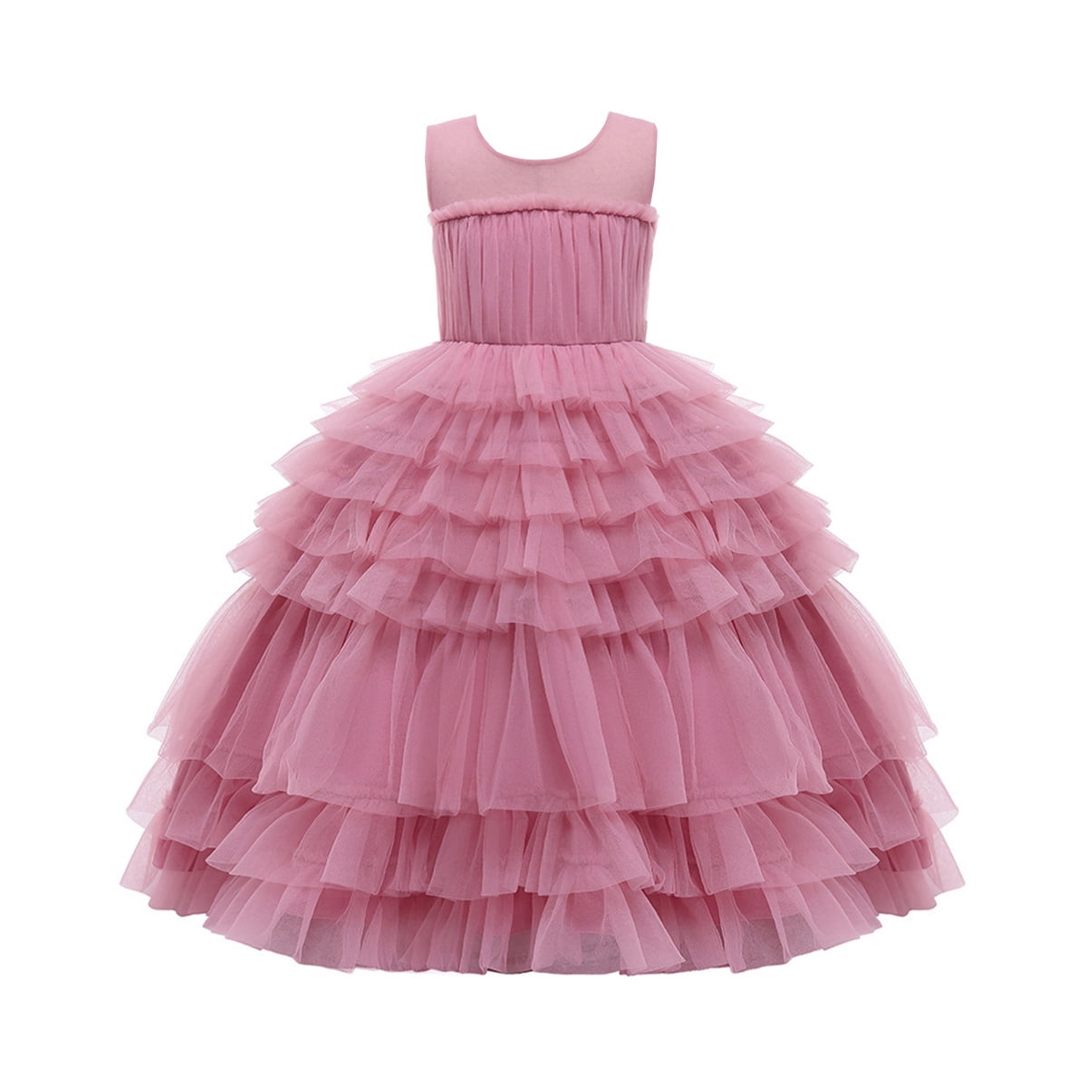Girls' Puffy Tulle Flower Girl Dress - Long Pageant Gown For Weddings & Parties
