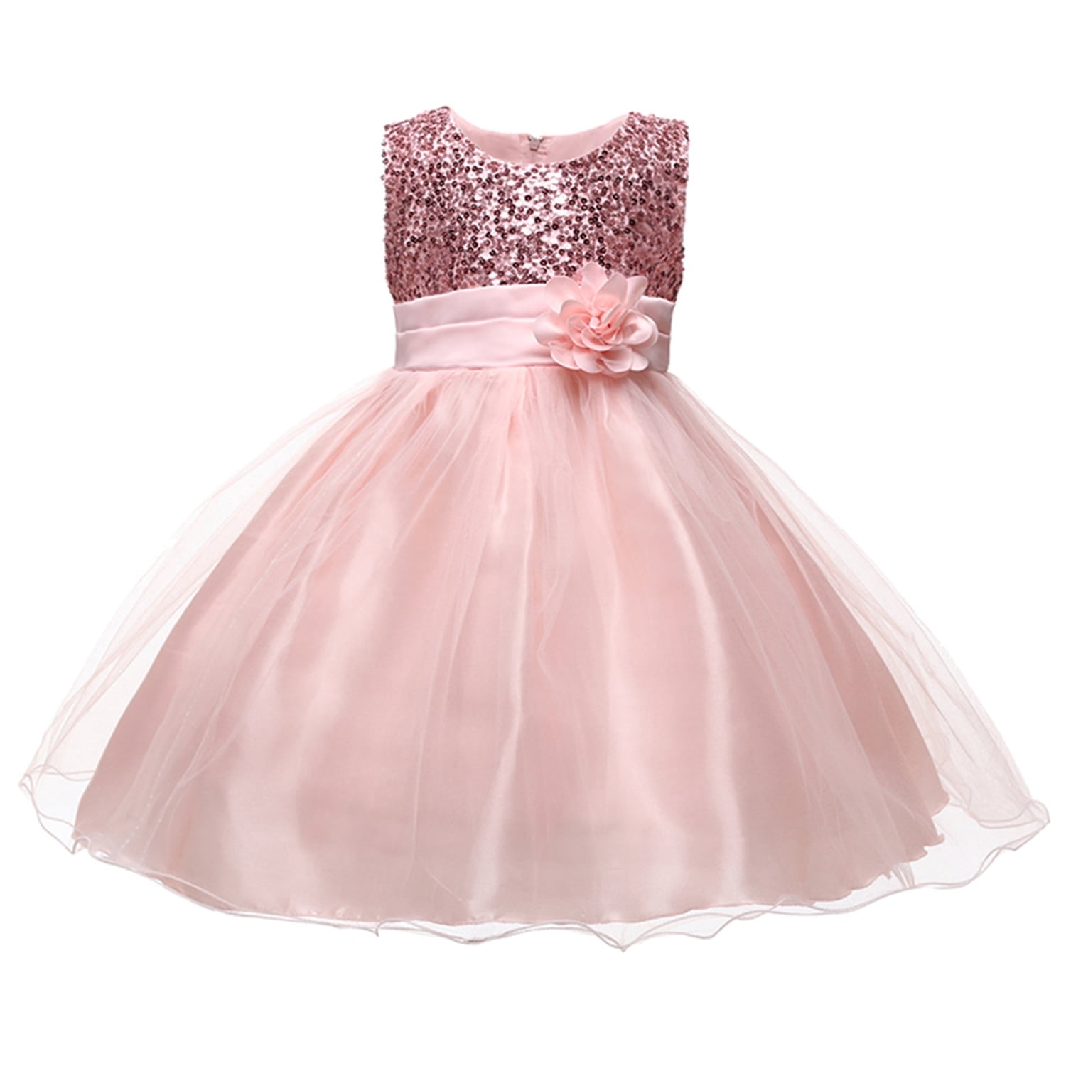 Flower Girls Dress Sleeveless Sequin Tutu Princess Dress Birthday Party Pageant Ball Gown for Age 3-10 Years Old