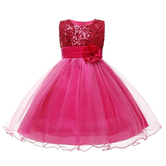HAWEE Flower Girls Dress Sleeveless Sequin Tutu Princess Dress Birthday Party Pageant Ball Gown for Age 3-10 Years Old