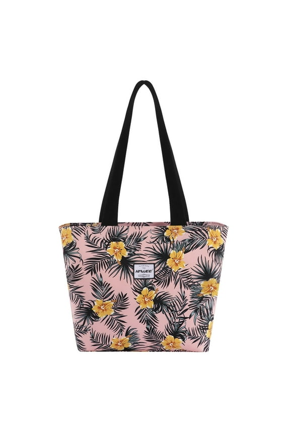 Flower Totes Bags for Women Waterproof Polyester Outdoor Grocery Shopping Bag, Yellow Flower