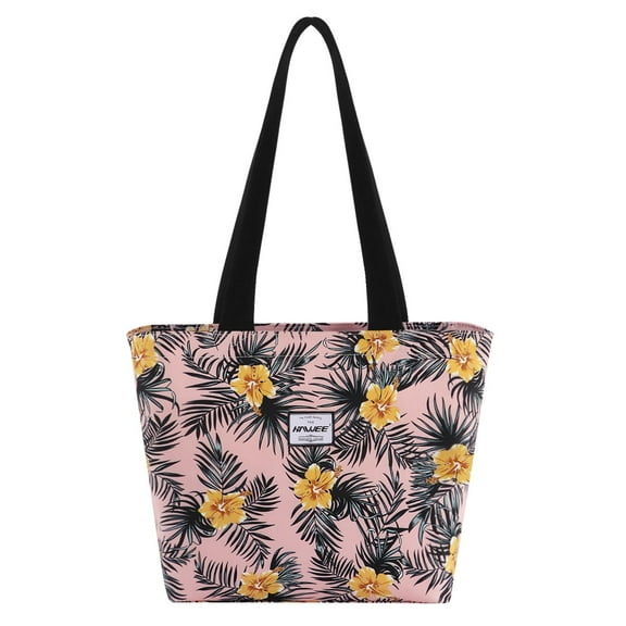 HAWEE Flower Totes Bags for Women Waterproof Polyester Outdoor Grocery Shopping Bag, Yellow Flower