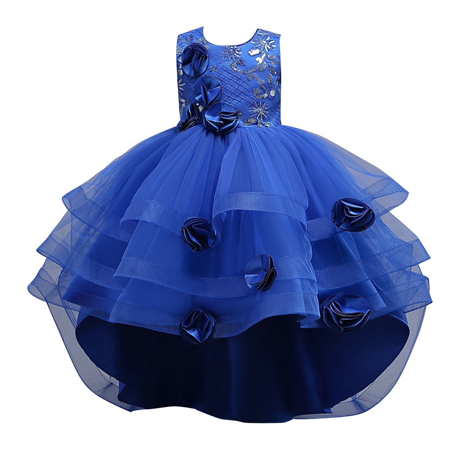 HAWEE Girl's Sequin Flower Embroidery Party Dress Princess Birthday Gift Beauty Pageant