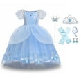 thumbnail image 1 of HAWEE Girls Princess Costume Dress, Butterfly Tulle Long Ball Gown with Accessories, Birthday Party & Halloween Costume Age 2-7 Years, 1 of 6
