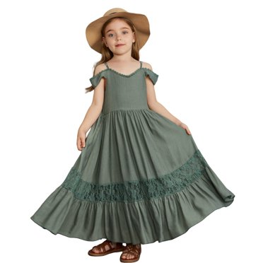 BluNight Girls' Sleeveless Flower Girl / First Communion Dress - Tea Length Tulle Skirt With Embroidery