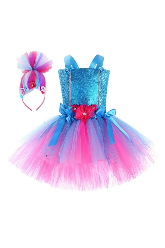 Girls Halloween Elf Fancy Dress Birthday Tutu Dresses Cosplay Princess Fairy Costume with Hairband