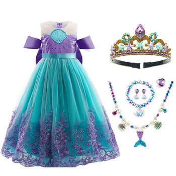 HAWEE Girls Mermaid Costume Princess Dress Up Lace Off Shoulder Evening Elegant Dress