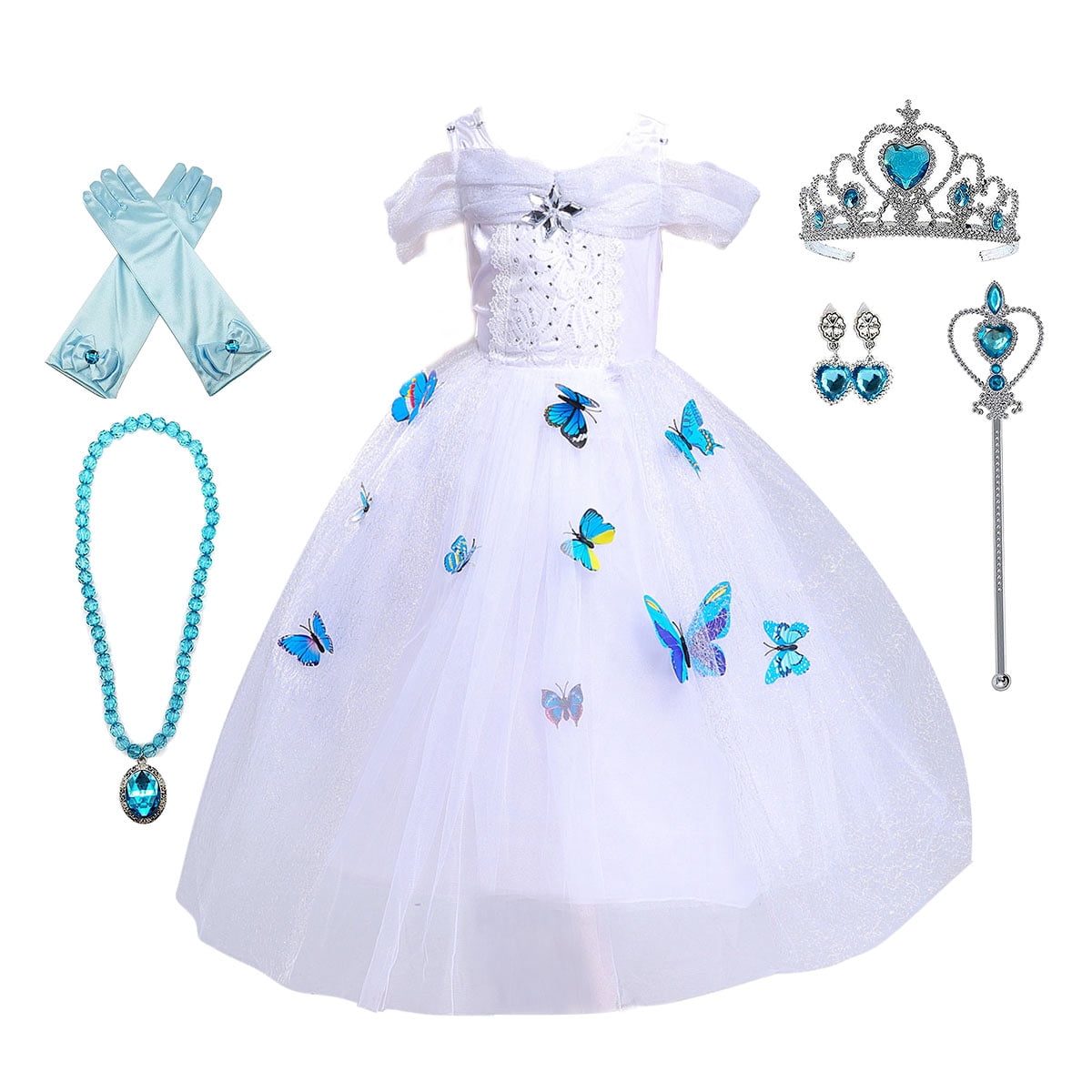 HAWEE Girls Princess Costume Butterfly Fancy Party Birthday Dress with