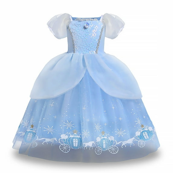 HAWEE Girls Princess Costume Dress, Butterfly Tulle Long Ball Gown with Accessories, Birthday Party & Halloween Costume Age 2-7 Years