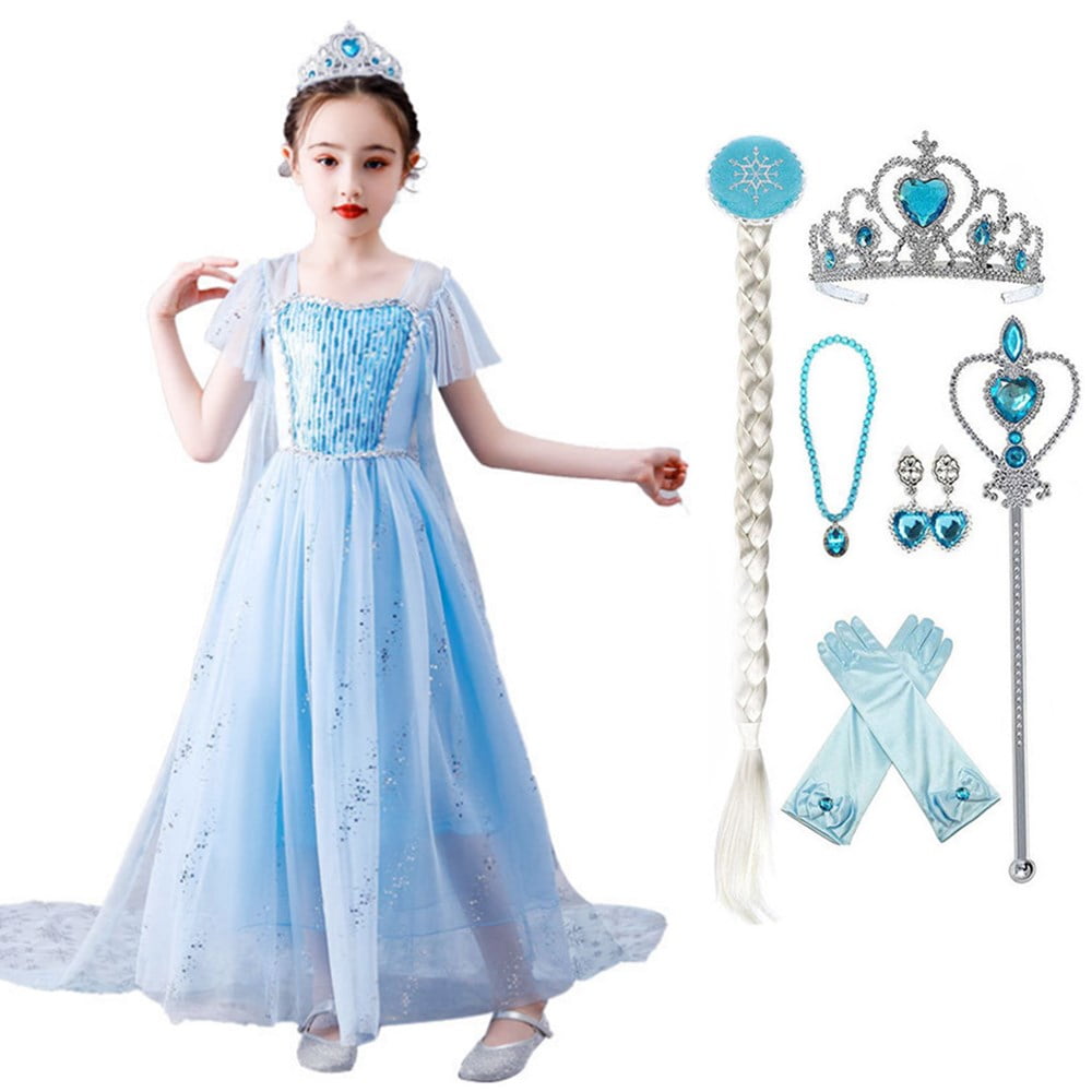 Evursua Winter Princess Dress Costume for Girls Snow Queen Theme Party  Dress up Costumes