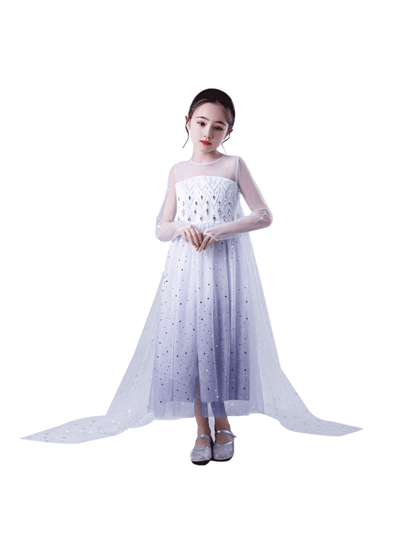 HAWEE Girls Princess Elsa Costume Dress Up with Accessories for Halloween Birthday Party