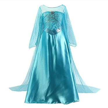 HAWEE Girls Princess Elsa Dress Costume with Long Cape - Luxury Sequin Halloween Elsa Dress up