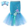 thumbnail image 1 of HAWEE Girls Princess Mermaid Costume Tutu Skirts Sequins Tulle Skirt Birthday Fancy Party Outfits with Mermaid Headband, 1 of 3