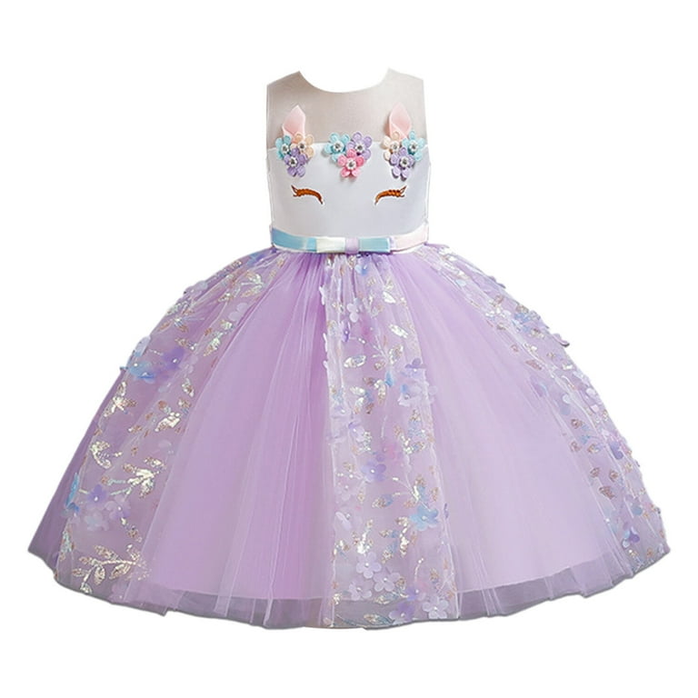 HAWEE Girls Unicorn Dress Party Princess Costume Fancy Dress up