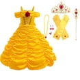 thumbnail image 1 of HAWEE Girls Yellow Princess Costume with Accessories, Halloween Birthday, 1 of 8