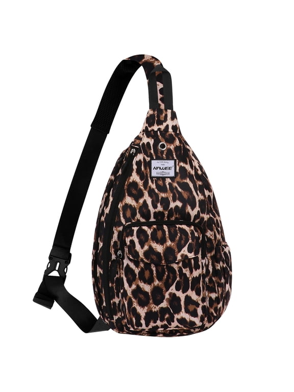 Leopard Crossbody Sports Bag for Women Anti-water Cloth Backpack Sling Lightweight