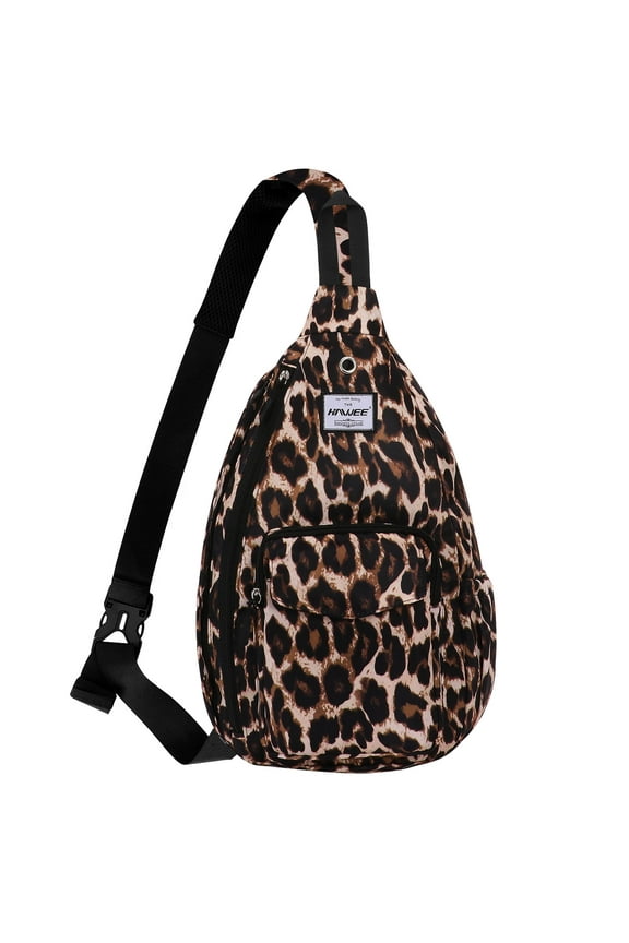 Leopard Crossbody Sports Bag for Women Anti-water Cloth Backpack Sling Lightweight