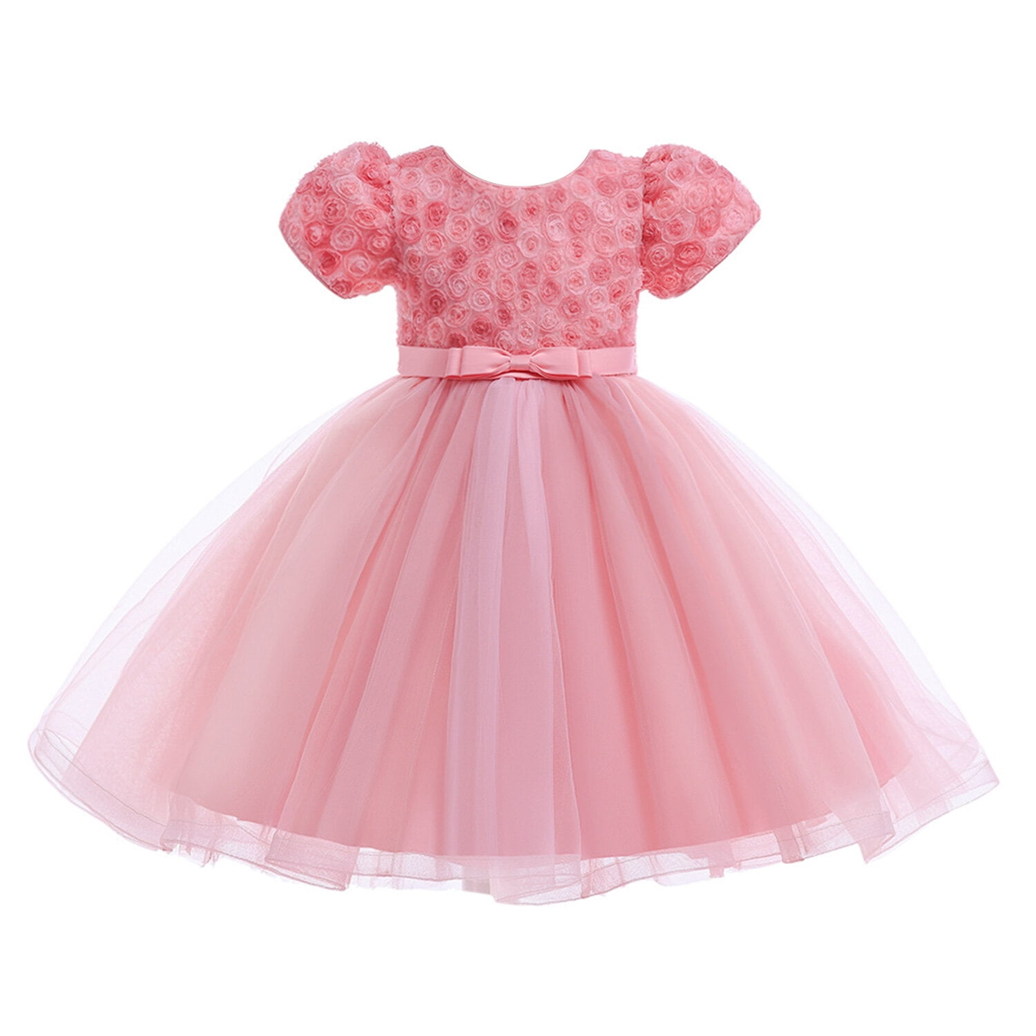 Uhnice Little Girl's Rainbow Tulle Dress With 3D Flowers - Sleeveless Party Dress For Weddings