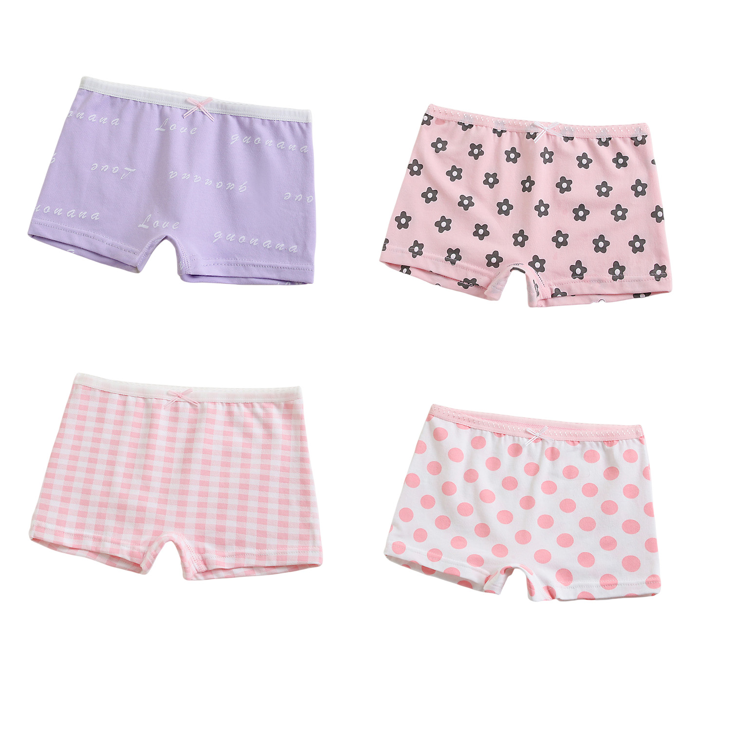 HAWEE Toddler Girl Brief Underwear, Cotton Four Corners Undies Soft Panties 4 Pack, Sizes 2-12T