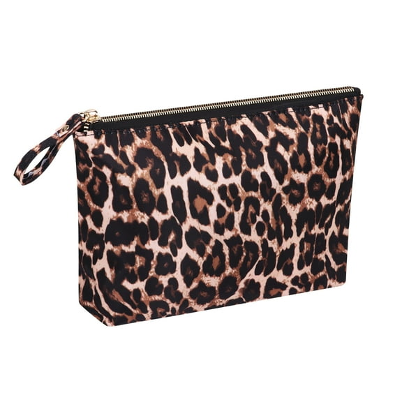 HAWEE Makeup Bags for Purse Zipper Cosmetic Pouch Large Travel Make Up Organizer Tool Pouch for Women and Girls, Leopard