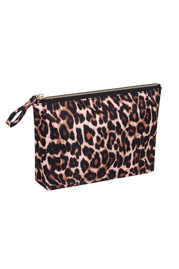 Makeup Bags for Purse Zipper Cosmetic Pouch Large Travel Make Up Organizer Tool Pouch for Women and Girls, Leopard