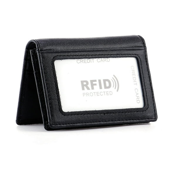 HAWEE Men's Bifold Front Pocket Wallet Genuine Leather RFID Blocking Card Billfold 5 Slots with Cash Clip, Black