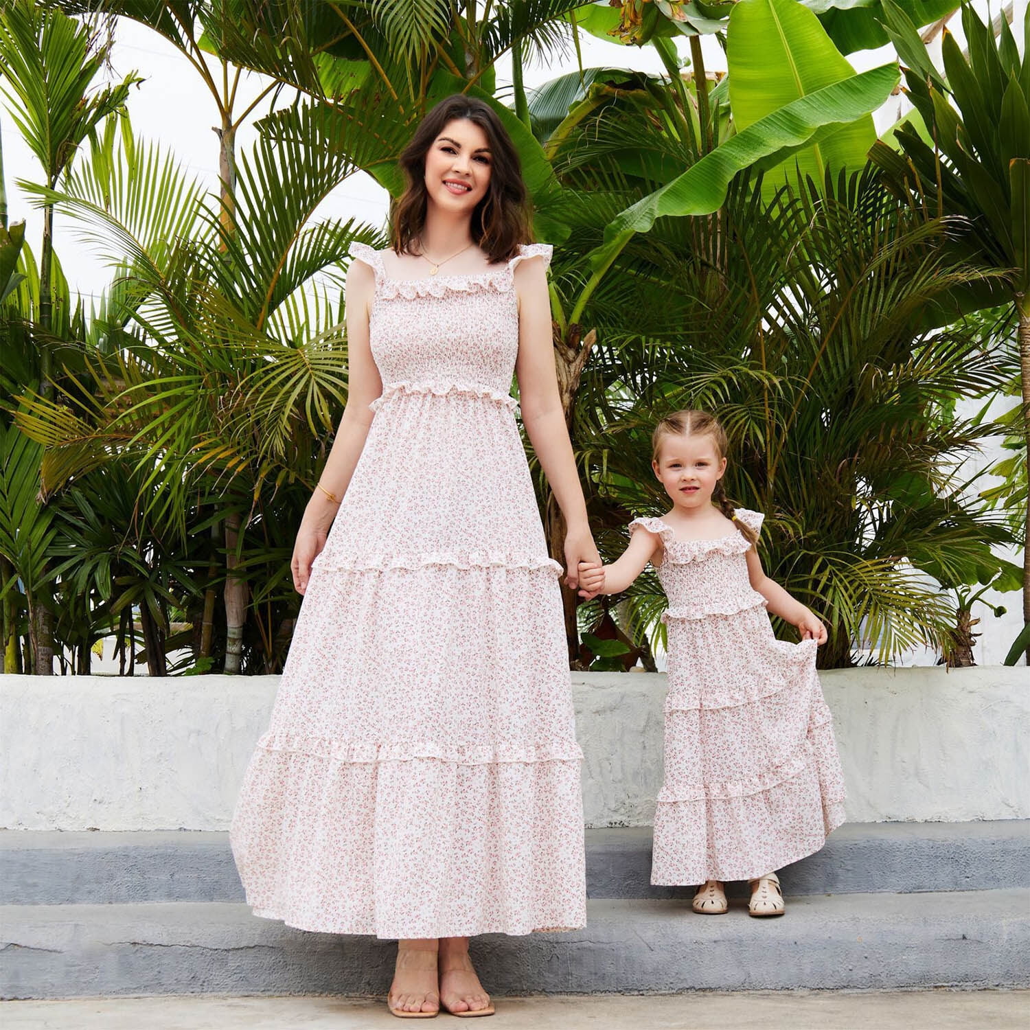 Spring/Autumn Mother Daughter Matching Dresses - Burgundy Top Floral D –  Pink & Blue Baby Shop