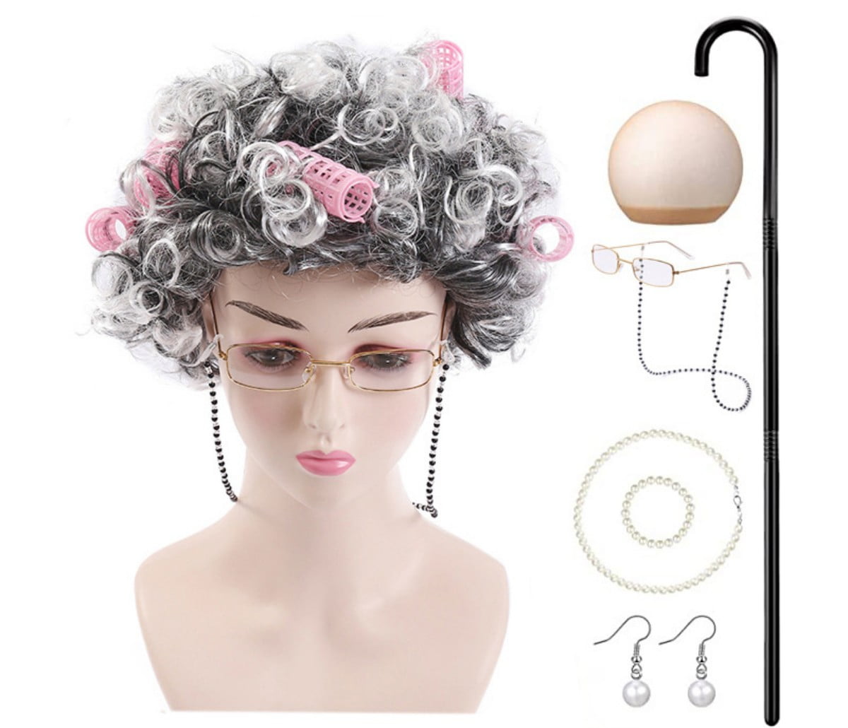 Kids Granny Perm Wig Child Costume Accessory