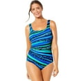 thumbnail image 1 of HAWEE One-Piece Swimsuits for Women Plus Size Mid Waist Monokini Tummy Control Bathing Suits Retro Full Coverage Swimwear, 1 of 3