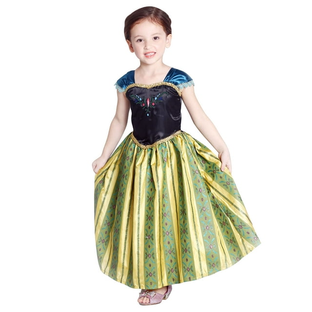HAWEE Pincess Costume Anna Dress Gown Deluxe Green Snow Party Dress up ...