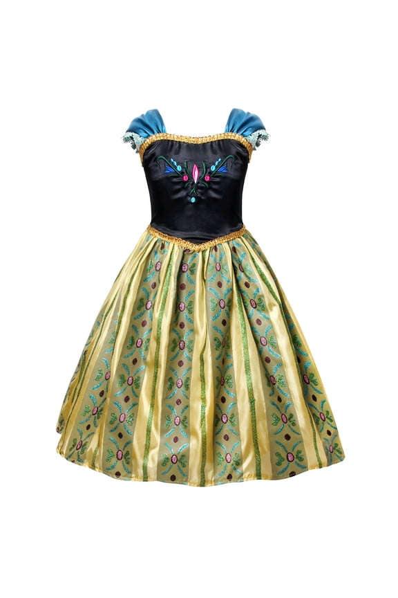 Pincess Costume Qween Dress Gown Deluxe Green Snow Party Dress up for Girls with Accessories