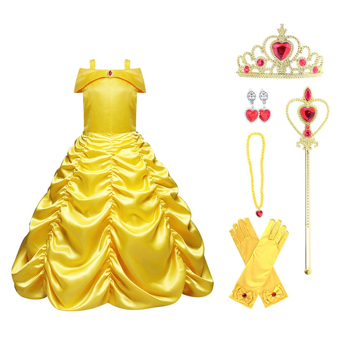 Girls Disney Princess Belle Yellow Lace Dress Beauty Pageant Dress Belle  Dress Special Occaision Dress Flower Girl Dress - Etsy