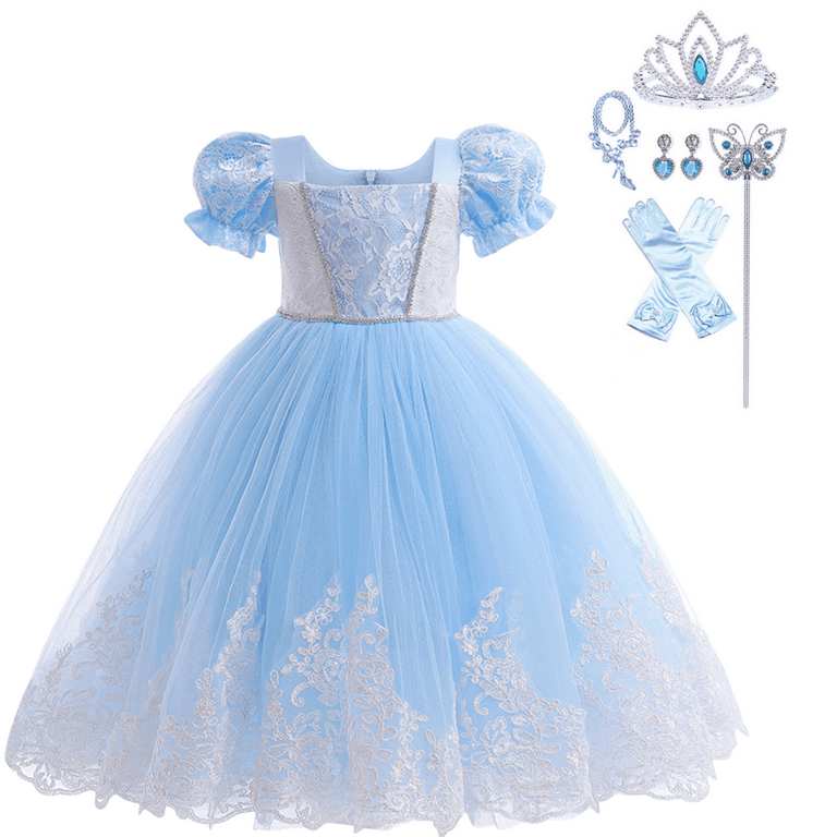 HAWEE Princess Cinderella Costume for Girls Birthday Halloween Dress Up With Accessories Walmart