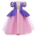 thumbnail image 1 of HAWEE Princess Costume for Girl Dress Up Costume Kids Puff Sleeve Fancy Party Purple Costume Layerd Dresses, 1 of 7