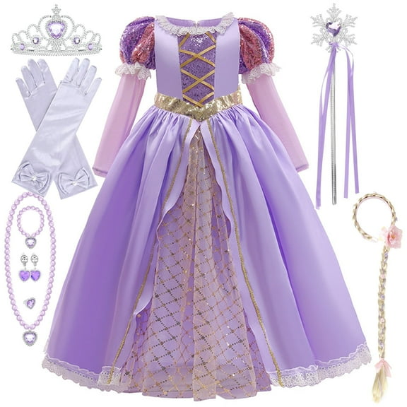 HAWEE Princess Costume for Girls Halloween Fancy Party Cosplay Dress Up Purple Princess Dress 2-10Y