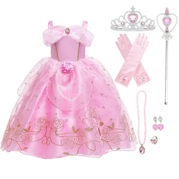HAWEE Princess Dress up Birthday Party Fairy Pink Costume for Toddler/Little Girls