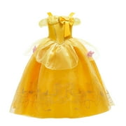 HAWEE Princess Dress up Birthday Party Fairy Yellow Belle Costume for Toddler Girls