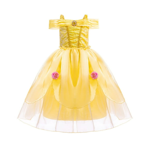 HAWEE Princess Dresses for Girls Princess Costume Kids Off Shoulder Halloween Birthday Party Dress Up Clothes